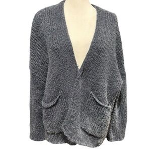 Anthropologie Mo Vint Cropped Wool Blend Fuzzy Sweater Oversized Size M EC